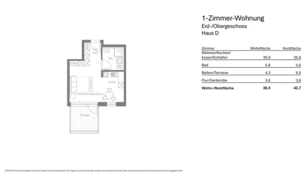 Immobilie in Tüßling - 1,0% Zins für 150 TEUR KfW-Darlehen | Neubau | 1-Zimmer-Wohnung | 5% degressiv + 5% lineare Abschreibung* - Bild 2