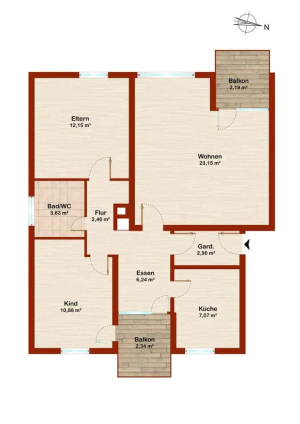 Immobilie in Korb - Gepflegte 3-Zimmer-Eigentumswohnung mit zwei Balkonen und Garage in Korb - Bild 1