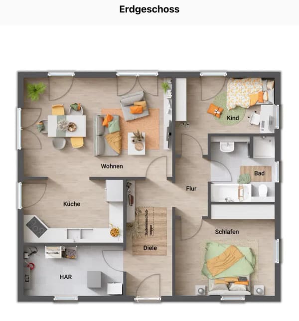 Immobilie in Lehesten - Town & Country Bungalow 92 – ebenerdiges Wohnen | Grundstück ca. 538 m² in Lehesten - Bild 2