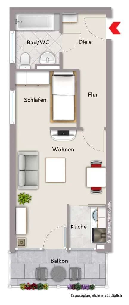 Immobilie in Erlangen - 1-Zi.-Apartment in ER-Bruck...Kapitalanlage mit guter Rendite - Bild 1