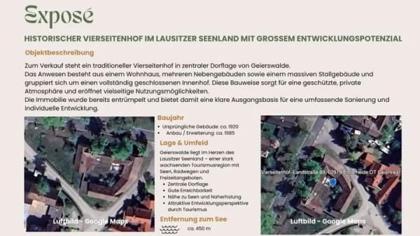 Immobilie in Elsterheide - Halštrowska Hola - Vierseitenhof im Lausitzer Seenland mit großem Entwicklungspotenzial – Geierswalde - Bild 1