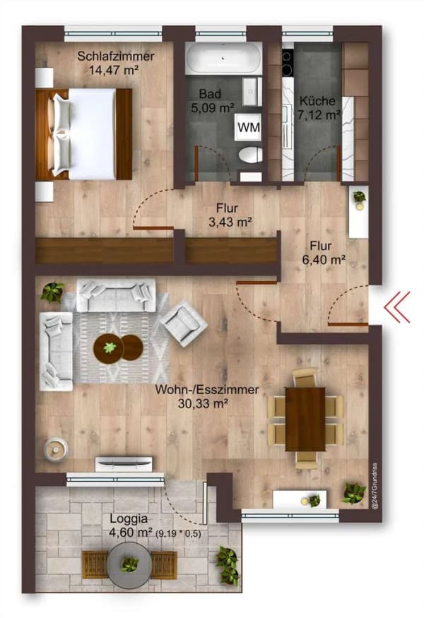 Immobilie in Hildesheim - Wohnen am Waldrand: 2,5-Zimmer-Wohnung mit Loggia und Garage - Bild 0
