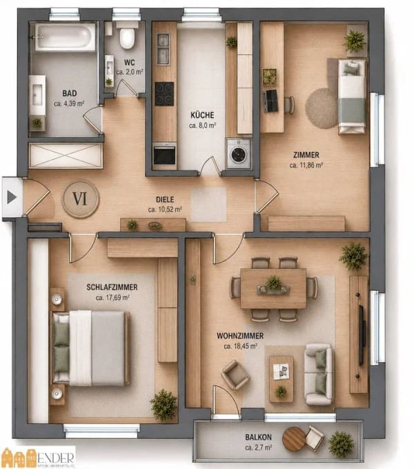 Immobilie in Cadolzburg - Cadolzburg! Kapitalanleger aufgepasst! Attraktive 3 Zimmerwohnung mit Balkon & Stellplatz! - Bild 1