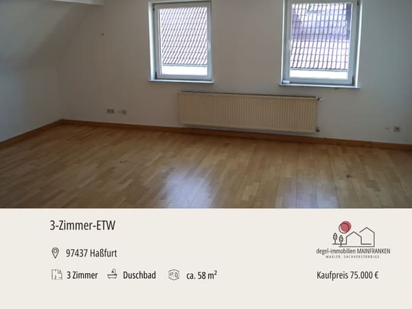 Immobilie in Haßfurt - Günstige 3-Zimmer-Eigentumswohnung in Haßfurt – sofort frei - Bild 0