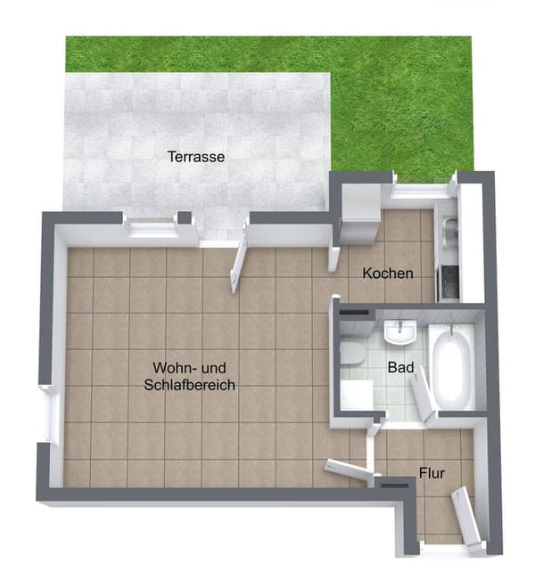 Immobilie in Nürnberg - Wunderschöne 1-Zimmerwohnung mit Gartenzugang - Bild 4