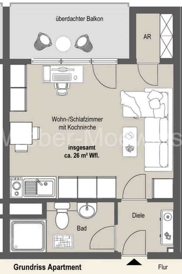 Immobilie in Bonn - Apartment mit Pantryküche, überdachtem Balkon + TG-Stellplatz / vermietet seit 12.2025 - Bild 4
