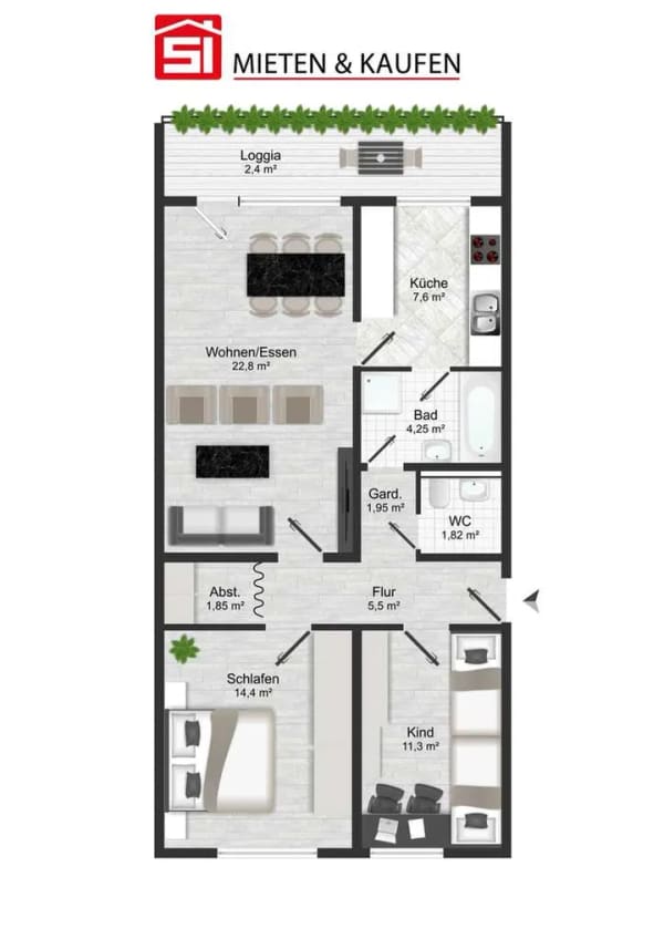 Immobilie in Schwalbach - Großzügig geschnittene 3-Zimmer-Wohnung mit West-Loggia und viel Potenzial in Schwalbach - Bild 4