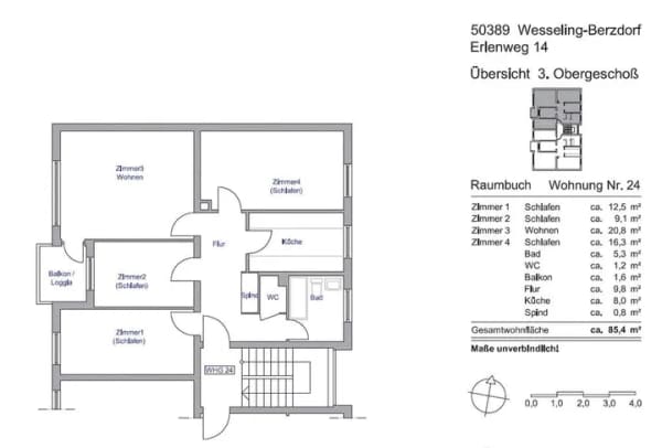 Immobilie in Wesseling - 85 qm grundsanierte 4-Zimmer-Wohnung in Wesseling-Berzdorf - Bild 3