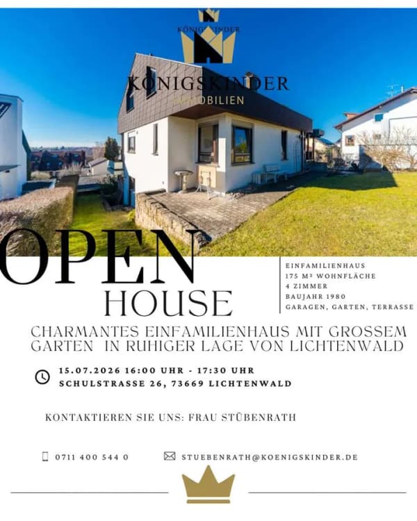 Immobilie in Lichtenwald - *OPEN HOUSE*15.07.2026* 16:00Uhr - 17:30Uhr*
Charmantes Einfamilienhaus mit großem Garten  in ruhig - Bild 0