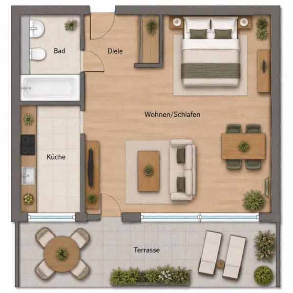 Immobilie in Bad Wörishofen - Geschmackvolle 1-Zimmer-Appartment mit Terrasse - Bild 0