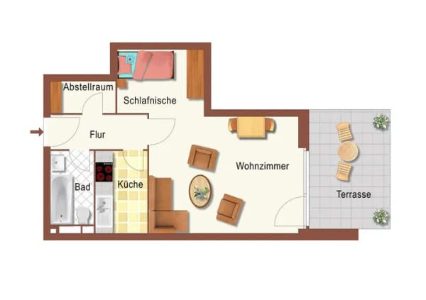 Immobilie in Geesthacht - 1 - Zimmer Stadtwohnung mit Terrasse und Tiefgaragen-Stellplatz - Bild 1