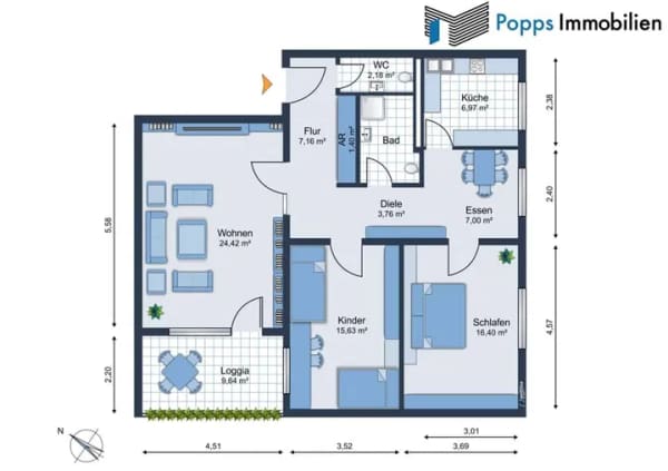 Immobilie in Schwalbach - Attraktive 3-Zimmer-Wohnung in zentraler Lage mit Balkon - Bild 1