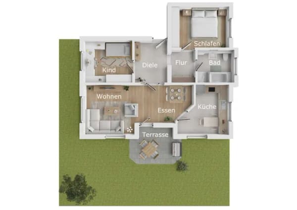 Immobilie in Hausen - Drinnen hell, draußen grün: 3-Zimmer mit Terrasse, Garten und TG-Stellplatz - Bild 2