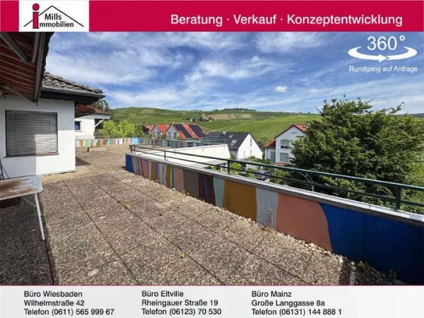 Immobilie in Eltville am Rhein - Penthouse-Wohnung mit Garten, Terrasse und Panoramablick in top Feldrandlange von Eltville  - Bild 0