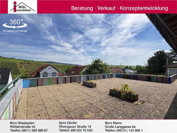 Immobilie in Eltville am Rhein - Penthouse-Wohnung mit Garten, Terrasse und Panoramablick in top Feldrandlange von Eltville - Bild 0