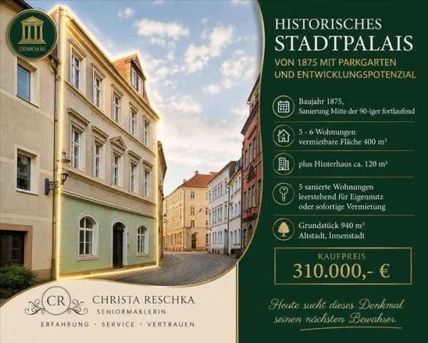 Immobilie in Bertsdorf-Hörnitz - Historisches Stadthaus • 4 freie 3-Zimmer-Wohnungen • Remise • Altstadt Zittau - Bild 0