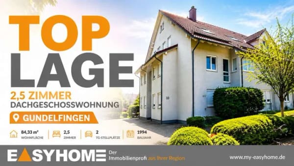 Immobilie in Gundelfingen - Top-Lage in Gundelfingen | Außergewöhnlich gepflegte Dachgeschosswohnung mit Traumbalkon - Bild 0