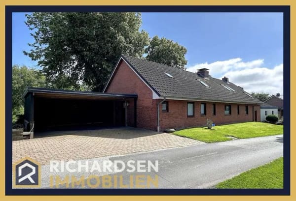 Immobilie in Risum-Lindholm - Gepflegtes Einfamilienhaus mit Doppelcarport, großem Süd-Garten und Weitblick in Maasbüll - Bild 0