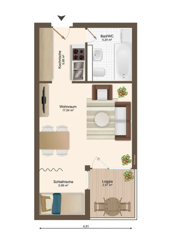 Immobilie in Emmendingen - Kapitalanleger aufgepasst ! Vermietete 1-Zimmer-Wohnung in Emmendingen  - Bild 0