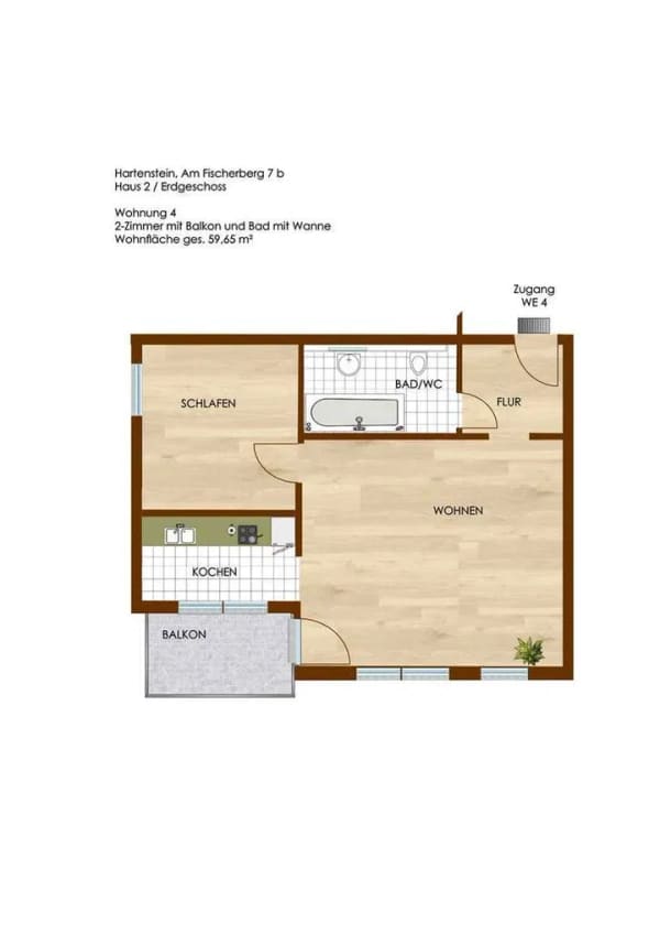 Immobilie in Hartenstein - TOP 2-ZIMMER-WOHNUNG ** SÜDBALKON *FREI ZUM 01.09.2026 * PKW Stellplatz *  - Bild 4