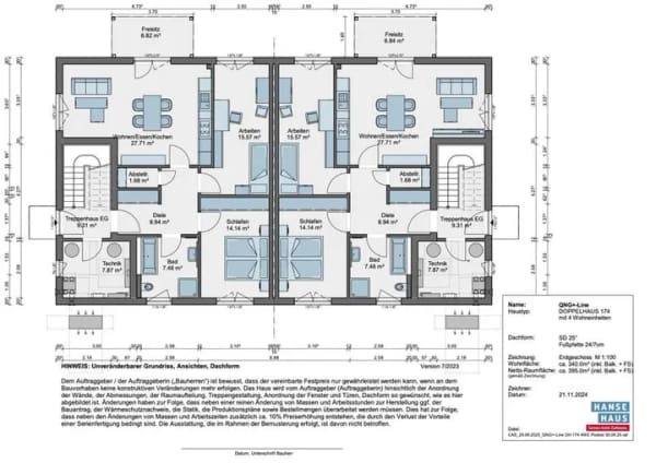 Immobilie in Bad Laer - Doppelhaus mit 4 Wohneinheiten - Hanse Haus DHH 174 2WE | EH40+ QNG - Bild 0