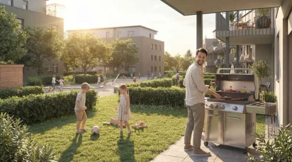 Immobilie in Rheinhausen - Gut geschnittene 2-Zi.-Whg. mit eigenem Garten (EG, 46,41 qm) | Haus E - Bild 0