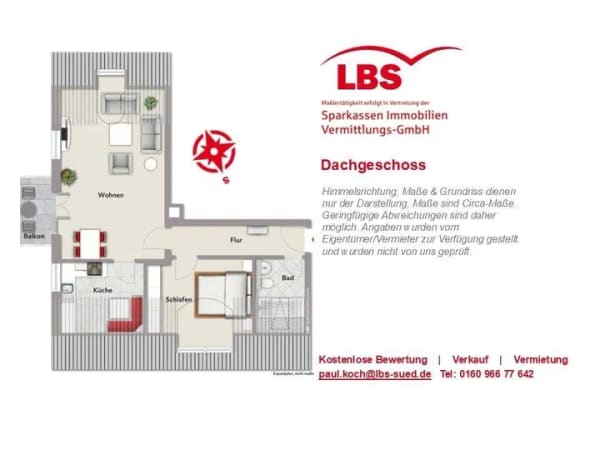 Immobilie in Emmerting - Lichtdurchflutete 2 Zimmer Dachgeschosswohnung, mit Sonnenbalkon und TG -  ab sofort verfügbar - Bild 1