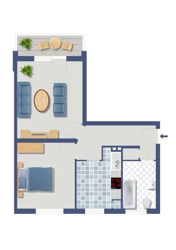 Immobilie in Geesthacht - Zukunftsvorsorge in Geesthacht: vermietete 2 Zimmer mit optimalem Grundriss und Balkon, courtagefrei - Bild 0