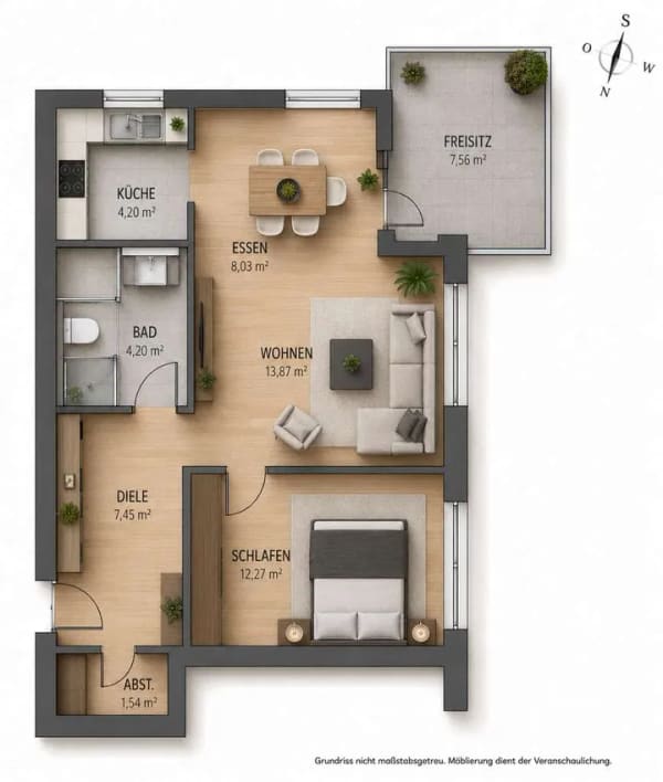 Immobilie in Bermatingen - Erdgeschoss 2-Zimmer-Wohnung in zentraler Lage - Bild 1