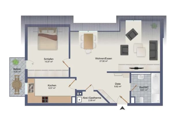 Immobilie in Biblis - Zwei-Zimmer-Dachgeschosswohnung in ruhiger Lage von Biblis  - Bild 1