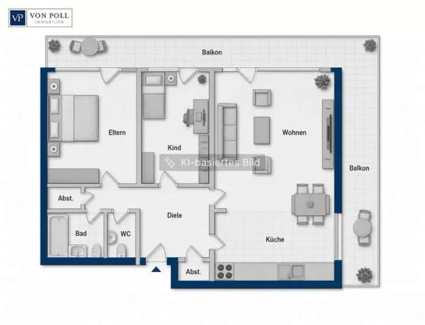 Immobilie in Mettmann - TOP ANLAGEOBJEKT 
3 - Zimmer  Wohnung, vermietet, mit großem Rundumbalkon in Mettmann Zentrum - Bild 2