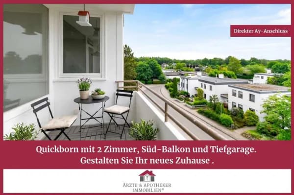 Immobilie in Quickborn - 2-Zimmer-Wohnung mit Süd-Balkon und Fernblick in Quickborn, viel Potenzial für die eigene Gestaltung - Bild 0