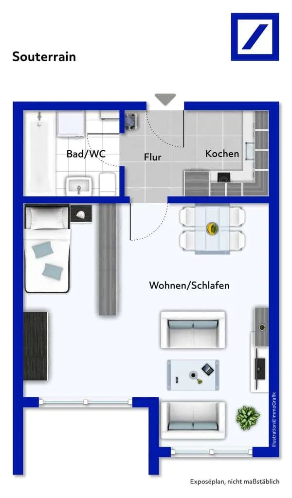 Immobilie in Rottenburg am Neckar - Super Kapitalanlage: 1-Zimmer-Appartement +++ Komplett renoviert +++ Stellplatz UND TG inklusive +++ - Bild 4