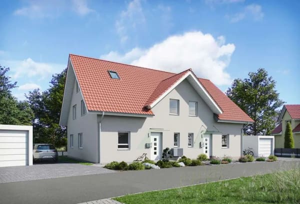Immobilie in Vilgertshofen - Das EG ist schon fertig! Große ungewöhnliche DHH mit 6 Zimmern auf schönem Grundstück! Mit Ziegeln! - Bild 0