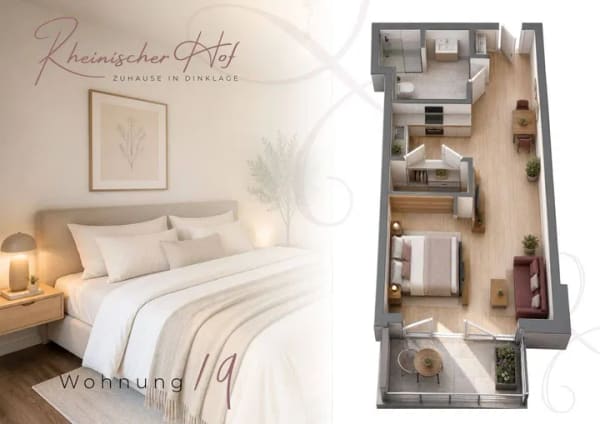 Immobilie in Dinklage - Clever investieren - Rheinischer Hof Dinklage - Single-Apartment mit Garten - 5% Sonder-AfA // QNG + KfW40 EE - Bild 0