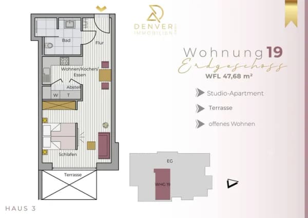 Immobilie in Dinklage - Clever investieren - Rheinischer Hof Dinklage - Single-Apartment mit Garten - 5% Sonder-AfA // QNG + KfW40 EE - Bild 1