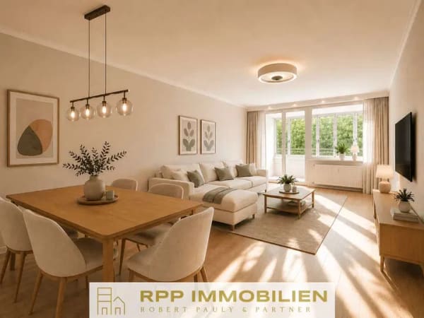 Immobilie in Oberschleißheim - Ideal für Paare und kleine Familien: 3-Zimmer-Wohnung mit viel Potenzial und sonniger Süd-Loggia - Bild 0