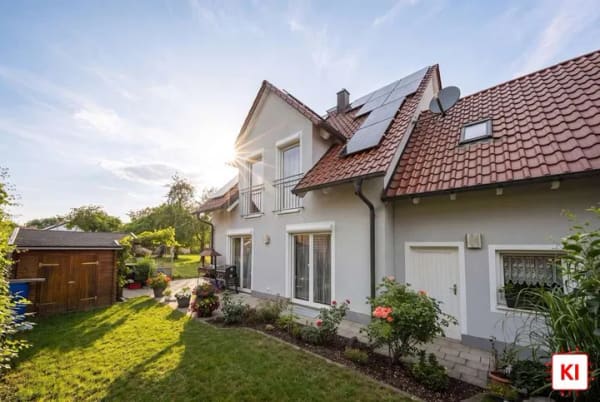 Immobilie in Adelzhausen - Modernes Einfamilienhaus mit Südwest-Terrasse, Kamin und Solaranlage - Bild 0