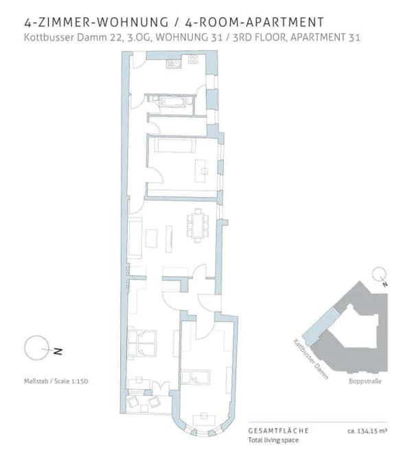 Immobilie in Berlin - Erstattung der Erwerbsnebenkosten: Vermietete 4-Zimmer Wohnung nahe Landwehrkanal - Bild 4