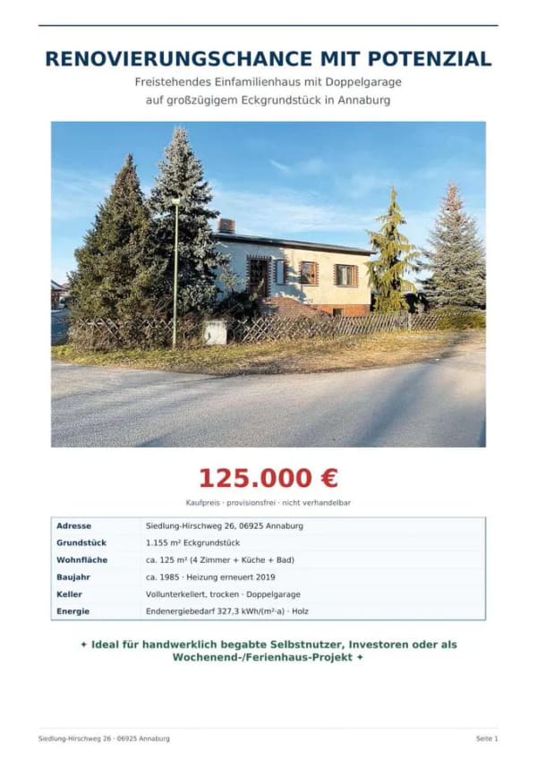 Immobilie in Annaburg - 1150 qm Grundstück mit Einfamilienhaus - beste Siedlungslage - Bild 0