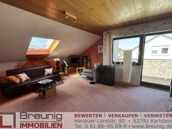 Immobilie in Karlstein am Main - Gepflegte 3-Zi.-DG-Wohnung mit Loggia & EBK in ruhiger Lage von Karlstein-Dettingen - Bild 1