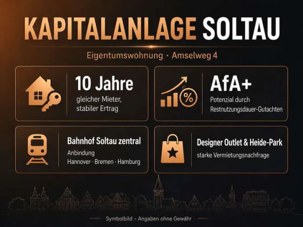 Immobilie in Soltau - Kapitalanlage in Soltau: vermietete 3-Zimmer-Wohnung mit langjährigem Bestandsmieter - Bild 0