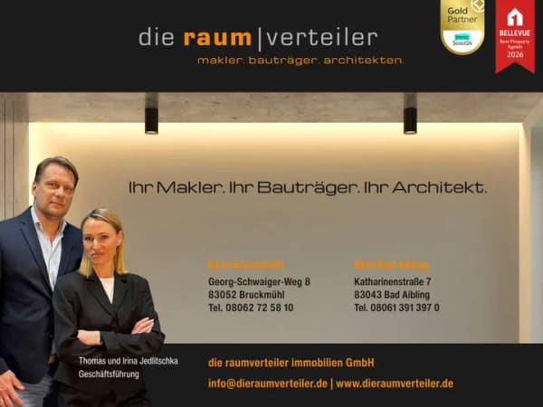 Immobilie in Stephanskirchen - DHH Stephanskirchen: 194 m², 6 Zimmer, Südgarten, Vollkeller, große Doppelgarage – Nähe Simssee - Bild 1