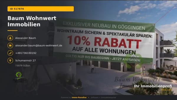 Immobilie in Göggingen - Provisionsfrei & zukunftssicher: Barrierefreie 3-Zi.-EG-Wohnung mit KfW-Boni - Bild 0