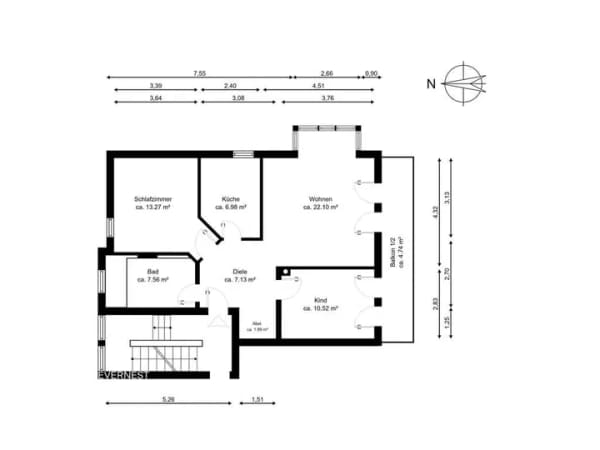 Immobilie in Raubling - Lichtdurchflutete,  funktionell geschnittene 3-Zimmer-Wohnung mit Balkon und Blick auf Bergkulisse - Bild 4