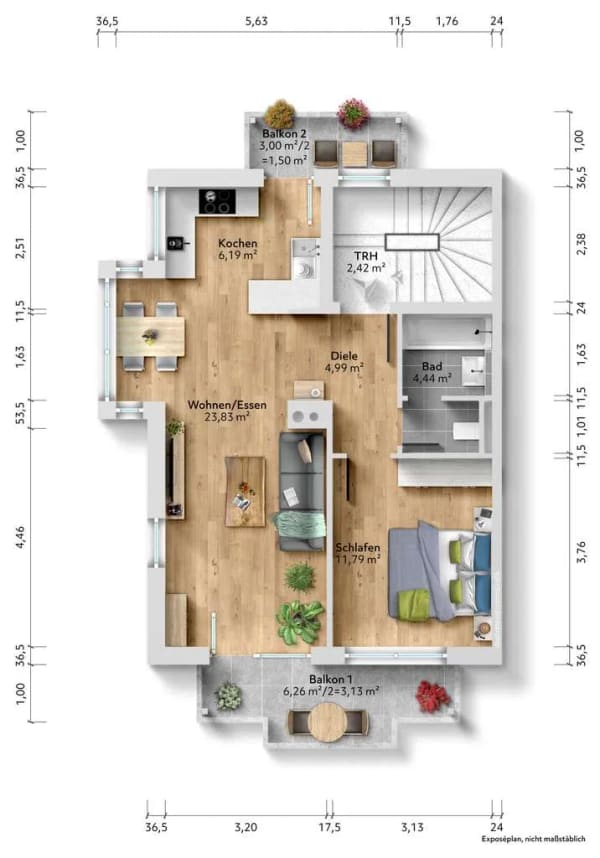 Immobilie in Beilngries - Gepflegte 2-Zimmer-1.Obergeschoss-Whg. mit EBK u. Kfz-Stellplatz in zentraler Lage - Bild 2