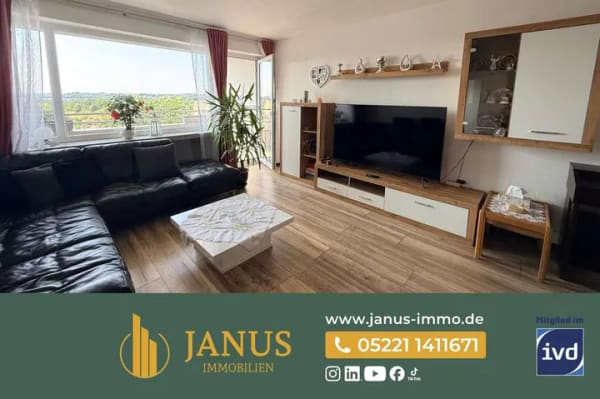 Immobilie in Hiddenhausen - Modernisierte 3-Zimmer-Wohnung mit Loggia, Aufzug und Fernblick in Hiddenhausen - Bild 0