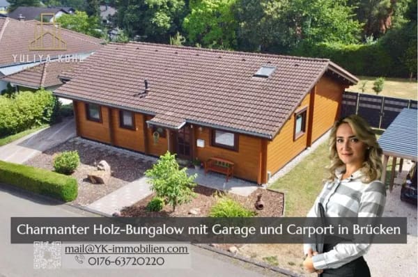 Immobilie in Brücken - Kleines Haus, großes Lebensgefühl – Holz-Bungalow mit Südterrasse, Garage & Carport - Bild 0