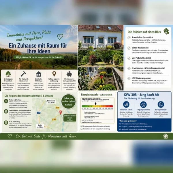 Immobilie in Bad Freienwalde (Oder) - Einfamilienhaus mit großem idyllischem Garten - Bild 0