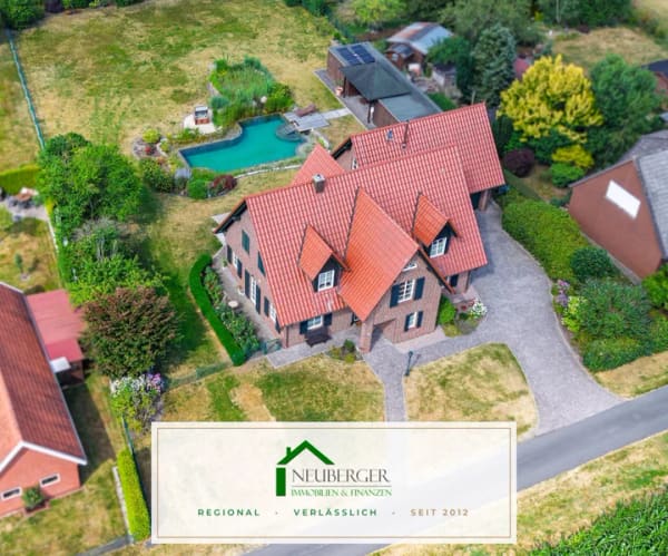 Immobilie in Menslage - Ihr privates Refugium: Landhaus mit Naturpool, Gartenhaus und viel Platz zum Leben - Bild 0